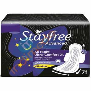 Stayfree Advanced All Night Ultra-Comfort XL Sanitary Pads (with Wings, 7 Pads)