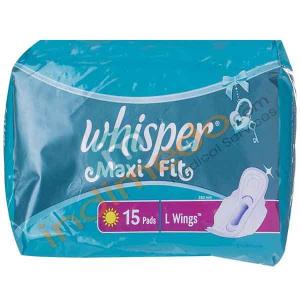 Whisper Maxi Fit Sanitary 15 Pads - Large Wings